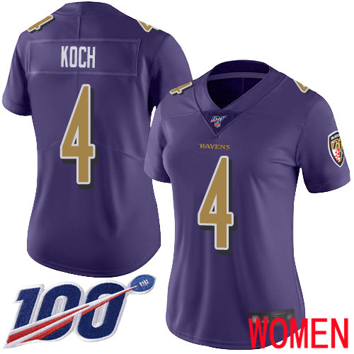 Baltimore Ravens Limited Purple Women Sam Koch Jersey NFL Football #4 100th Season Rush Vapor Untouchable->women nfl jersey->Women Jersey